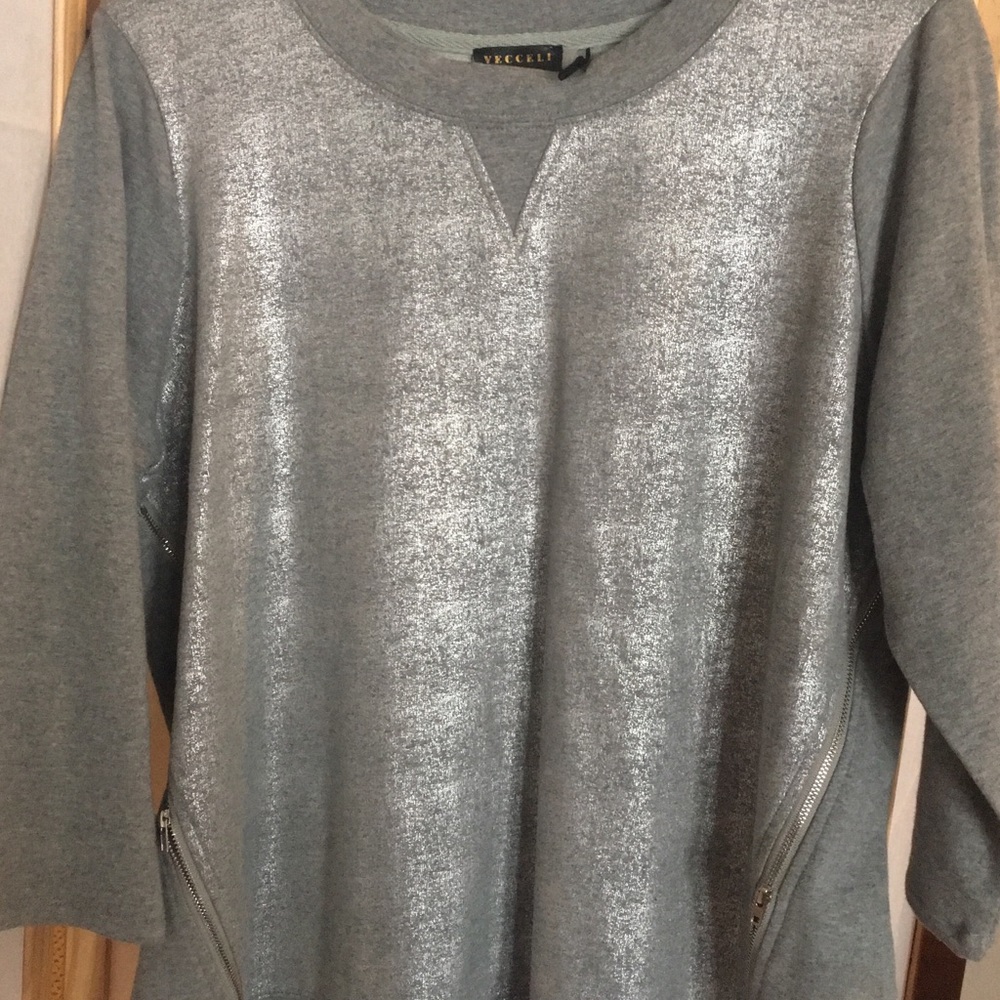 Silver & Grey dressy sweatshirt with side zippers